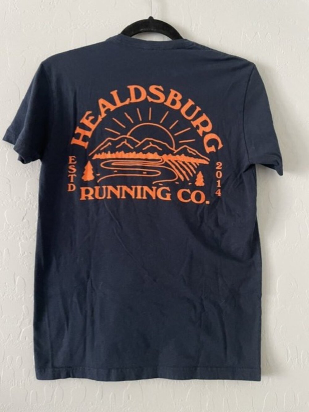 Healdsburg Running Company Tee Shirt Navy Blue Orange Graphic HRC Small